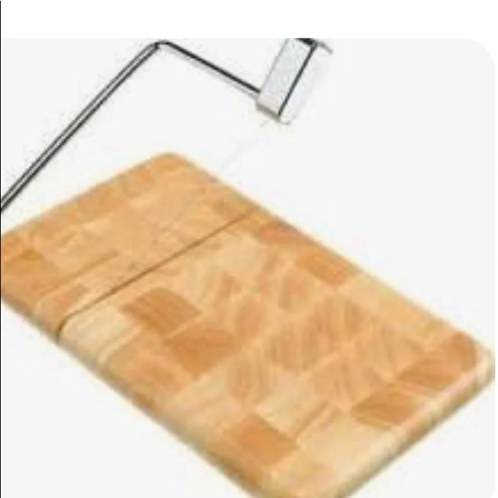 NWOT CRATE&BARREL Teak Serving Tray & Beechwood Cheese Slicer Set